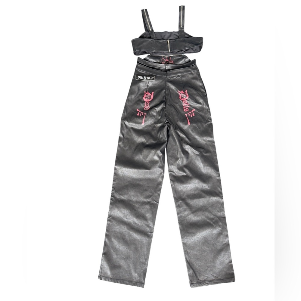Dead Dolls Faux Leather Overalls Jumpsuit S NWT Punk Gothic grunge Bikercore